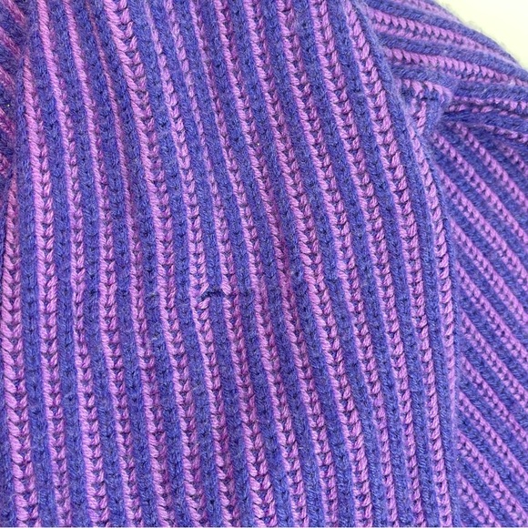 NAADAM Women's Wool Cashmere Turtleneck Long Sweater Purple Blue Stripe Sz Large - Picture 10 of 10